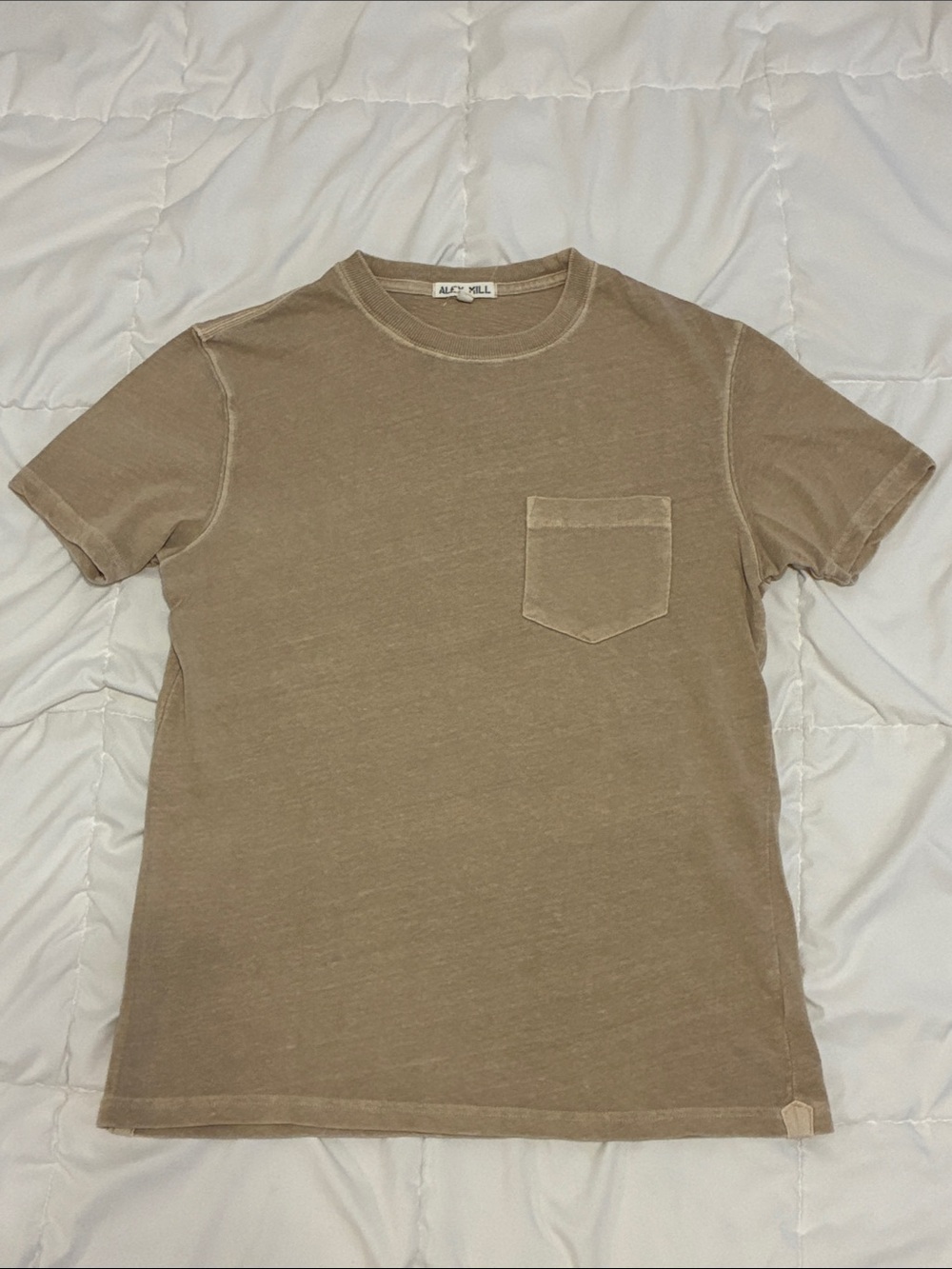 Alex Mill Men's Vintage Wash Pocket Tee in Taupe Brown Size XS
